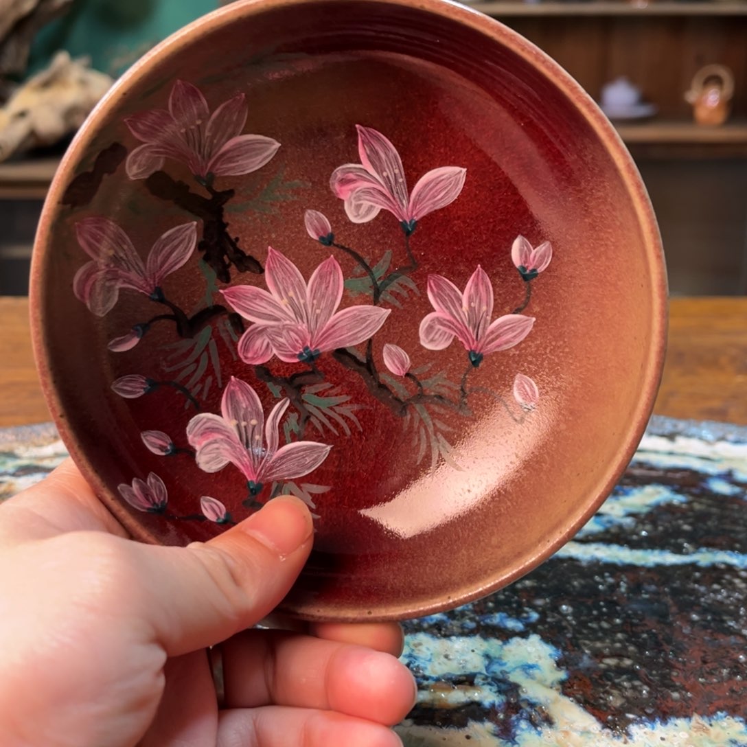 杯柴烧手工手绘陶瓷