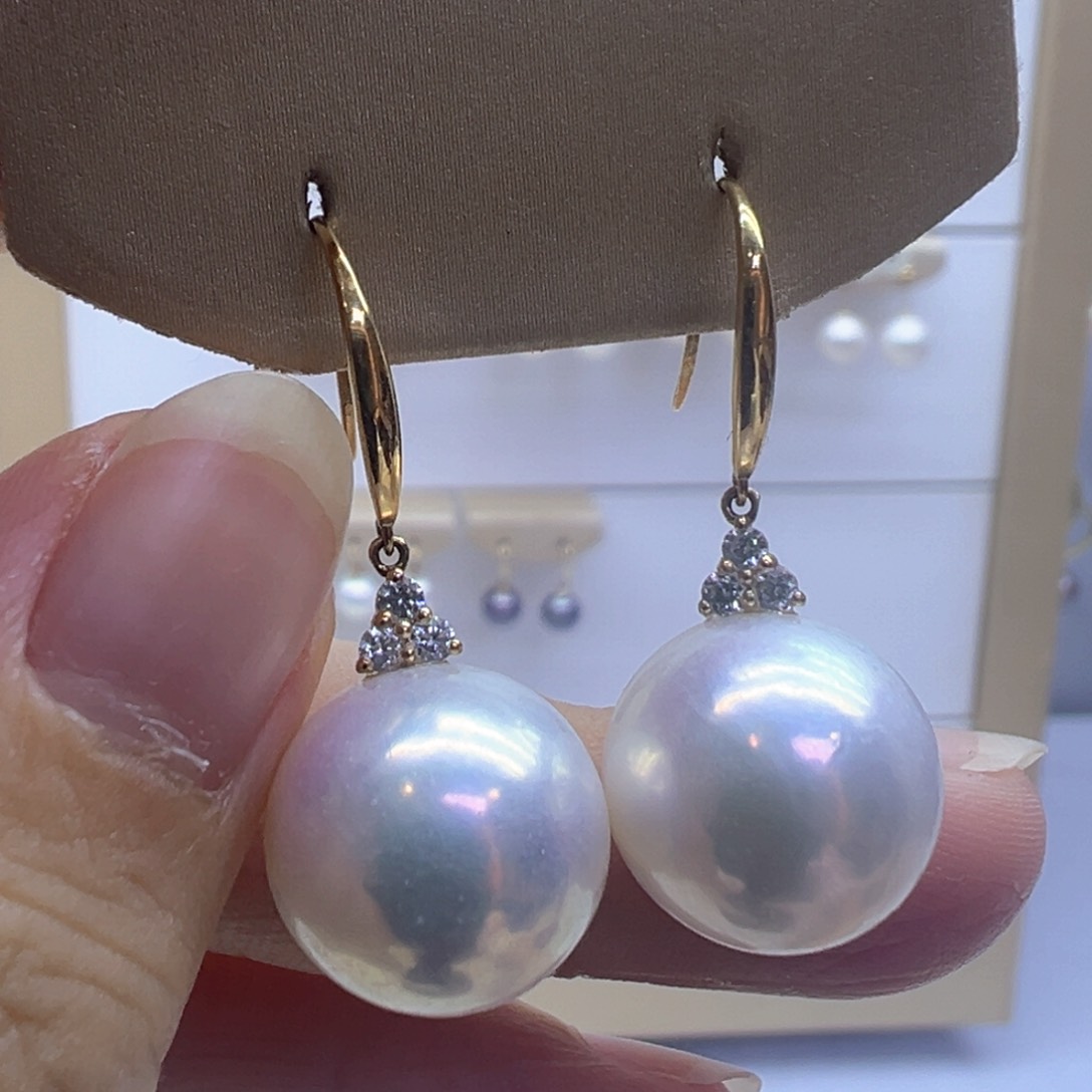 18K金镶嵌淡水珍珠耳饰