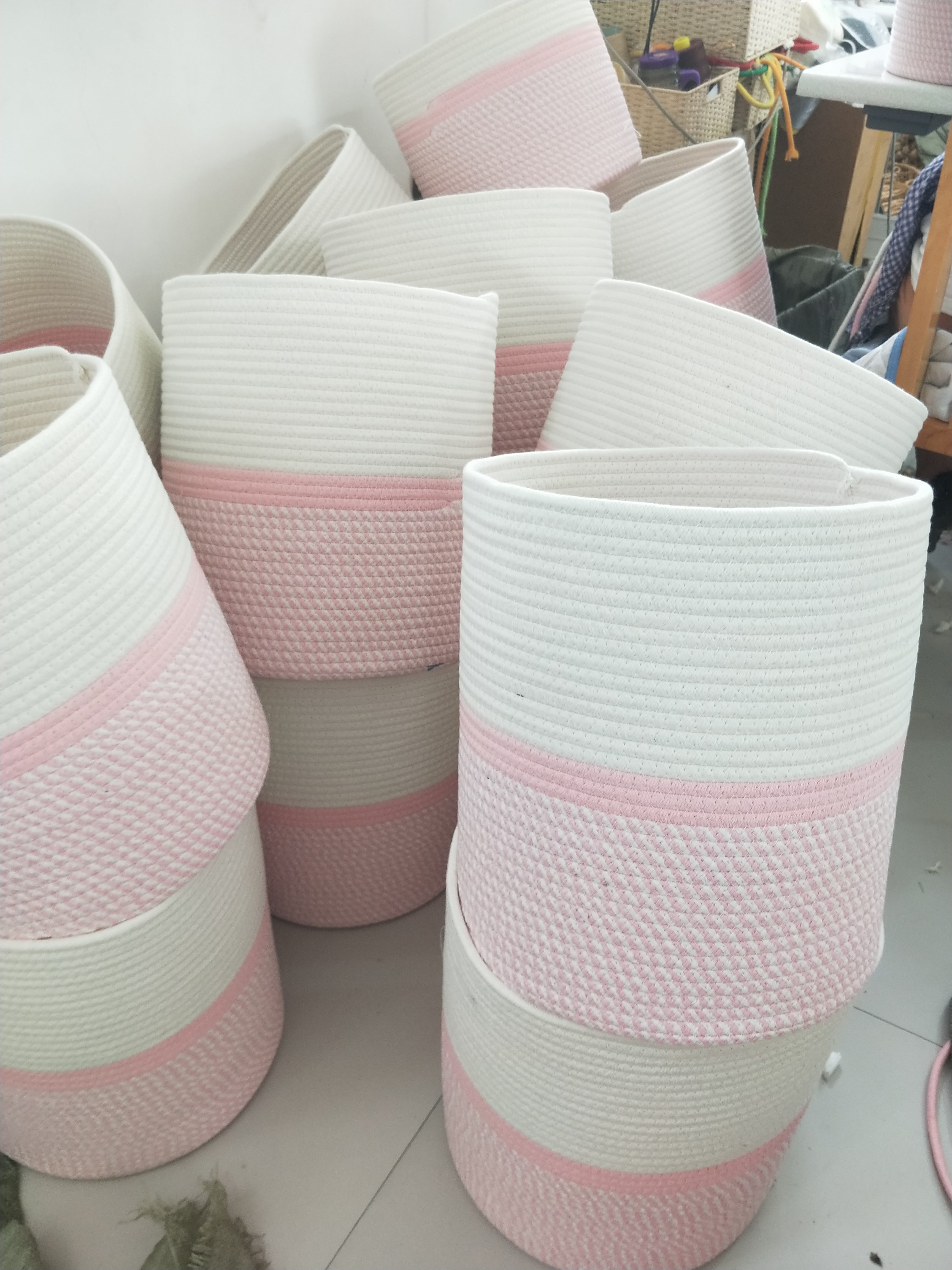 棉绳收纳筐，居家。