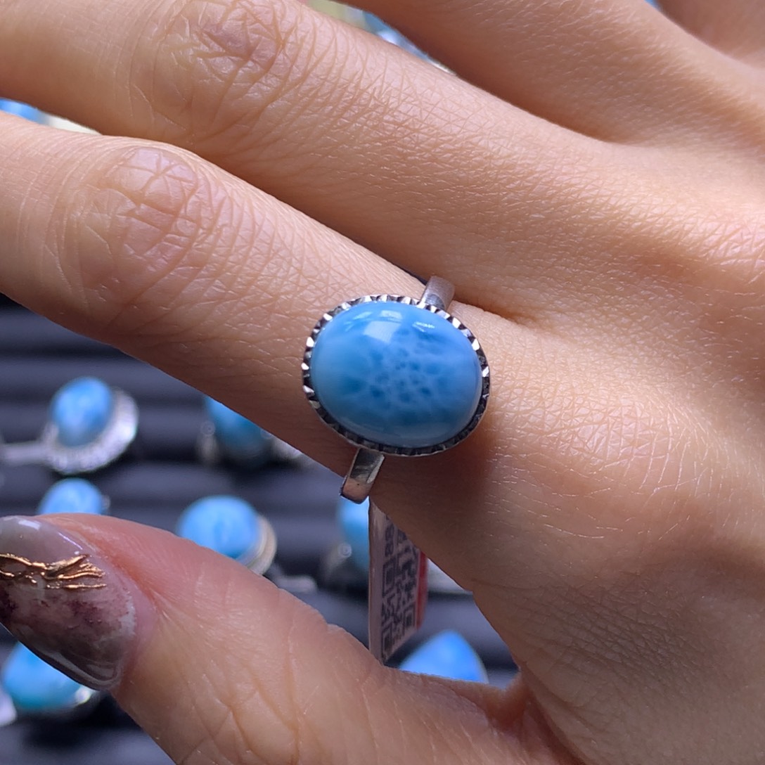 针钠钙石（海纹石）未镶嵌戒指蛋面戒指色差略异