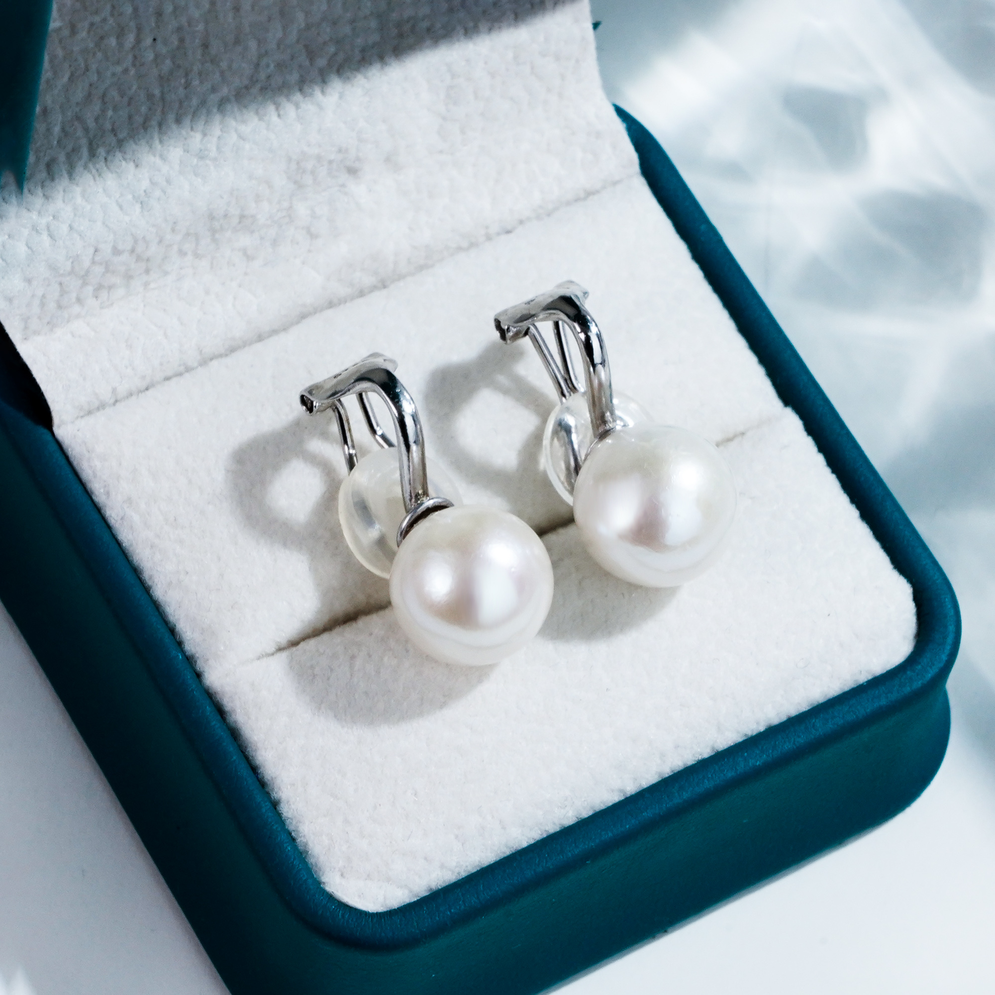 11-12mm梓兰YE101 银925天然淡水珍珠耳饰耳钉耳夹时尚百搭