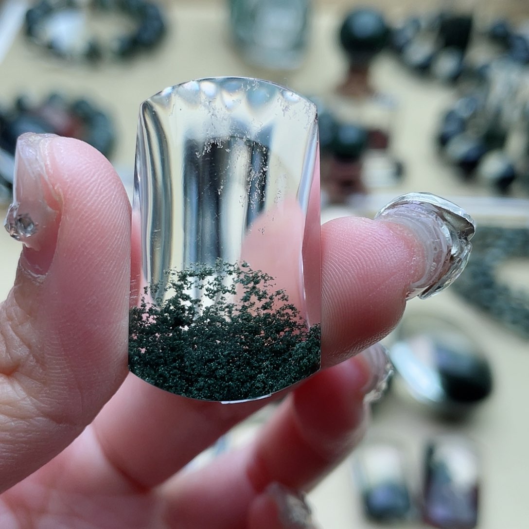 水晶颈饰未镶嵌绿幽灵聚宝盆吊坠