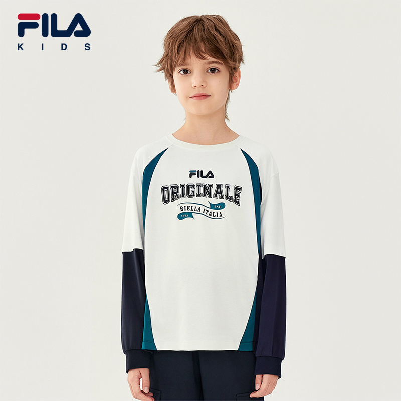 FILAKIDS【复兴乐园】儿童春秋运动休闲圆领T恤长袖上衣K12B541202