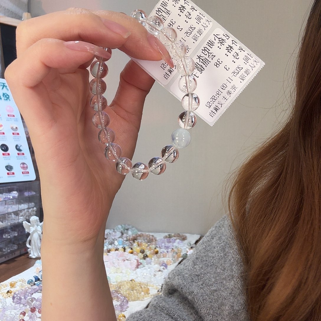 手链银S925镶嵌烟晶