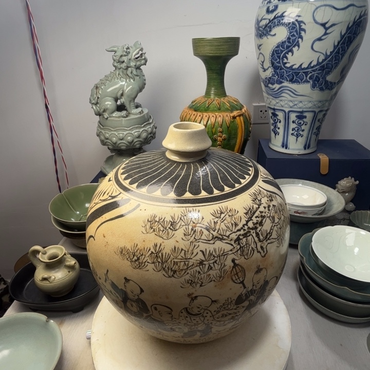 摆件庄**梦磁州窑嘟噜瓶瓷器摆件1