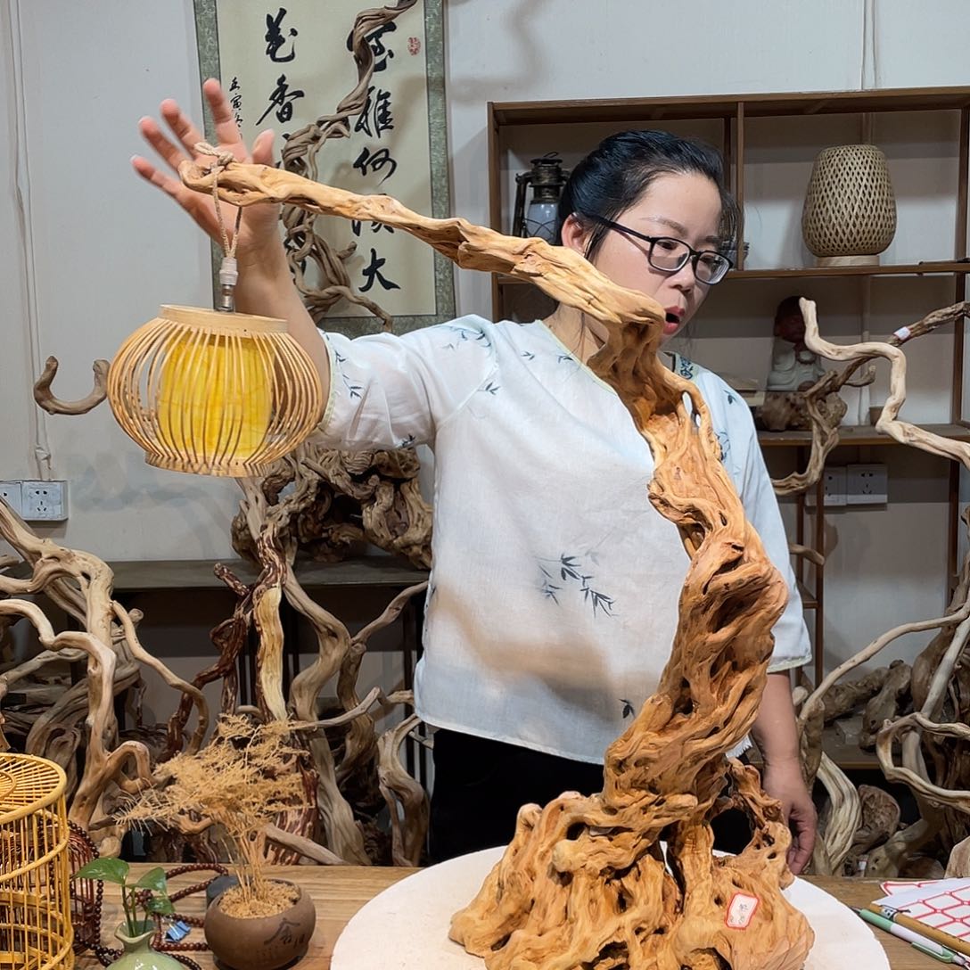 香杉木杜鹃根根艺摆件