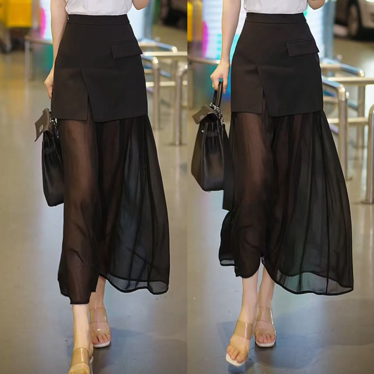 （萱萱严选）法式御姐范气质微透垂坠感半身裙