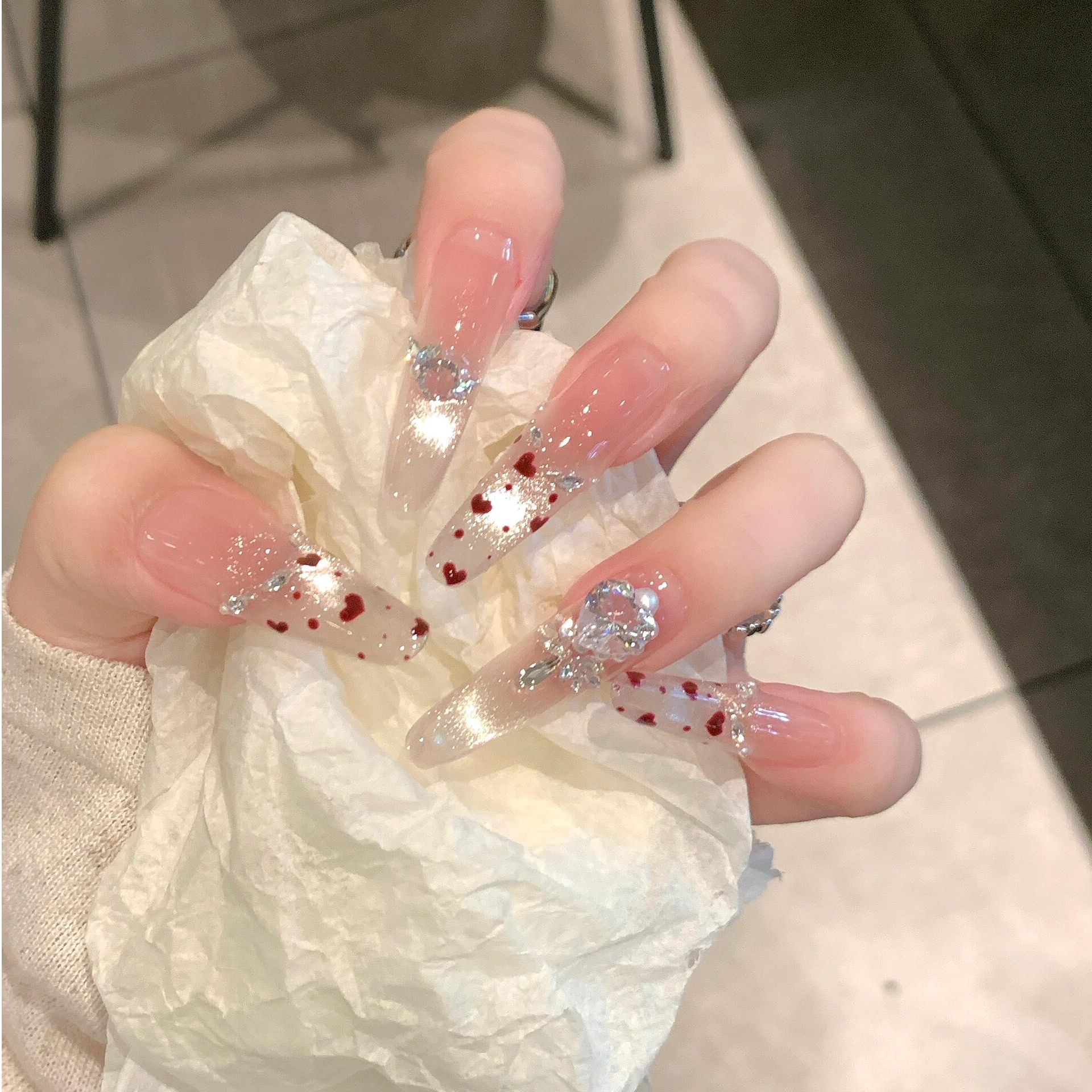 【孤品浮力】纯手工高定穿戴甲爆闪猫眼闪钻法式显白美甲/NO退NO换