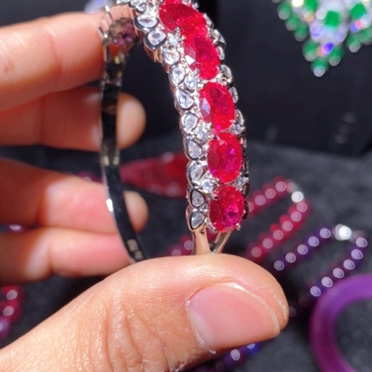 红宝石戒指银S925镶嵌