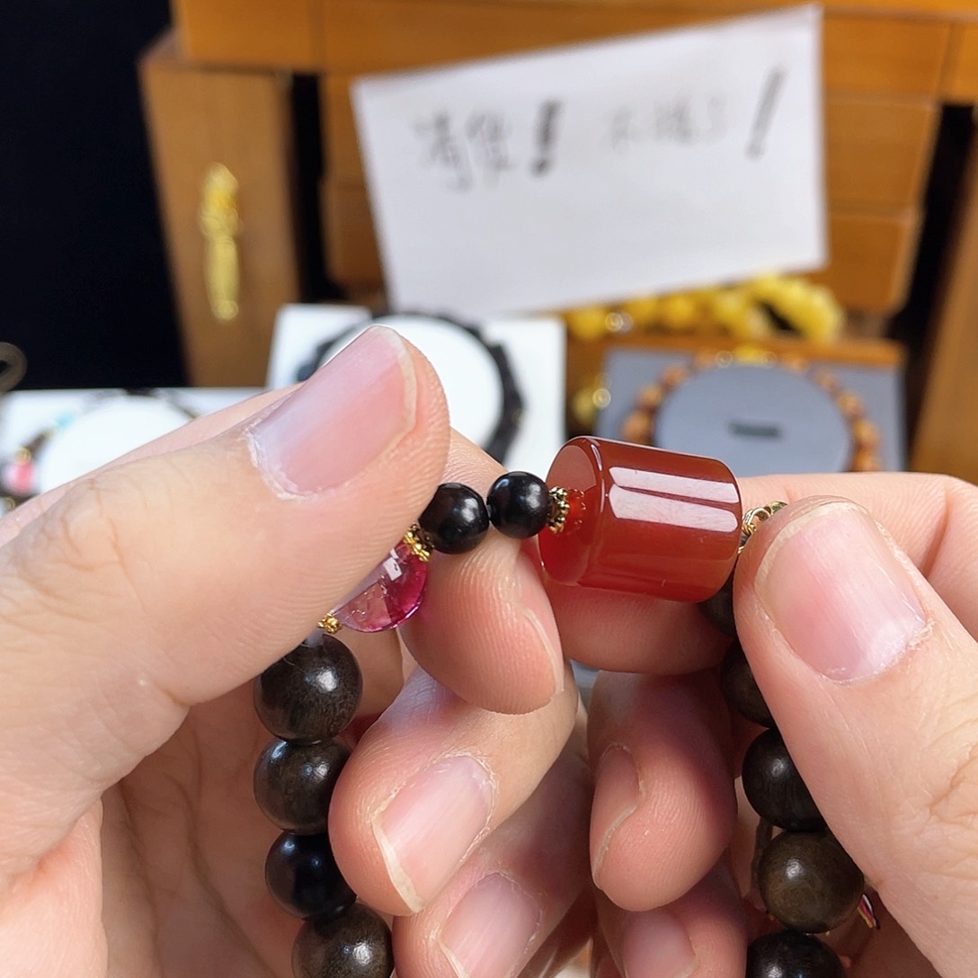 南红玛瑙手饰银S925镀金镶嵌