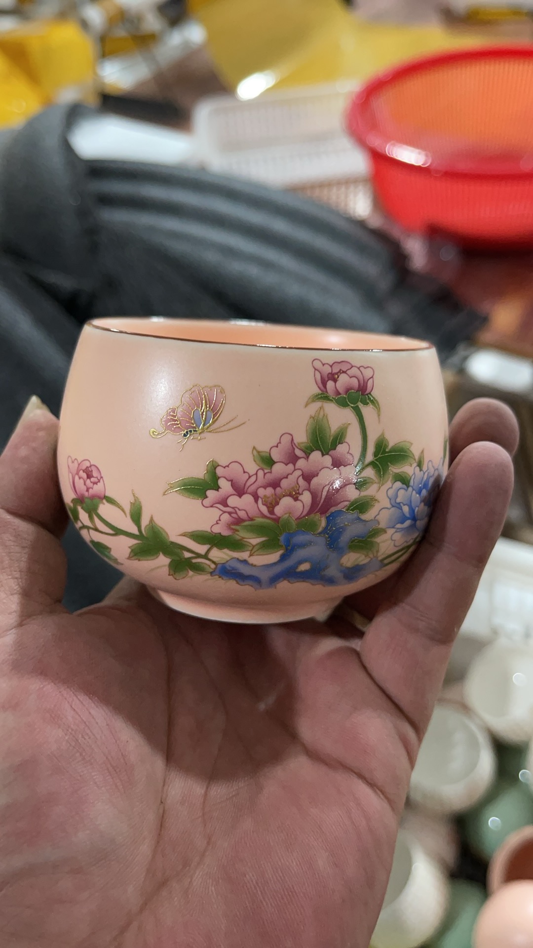 粉牡丹蝶恋花蛋杯