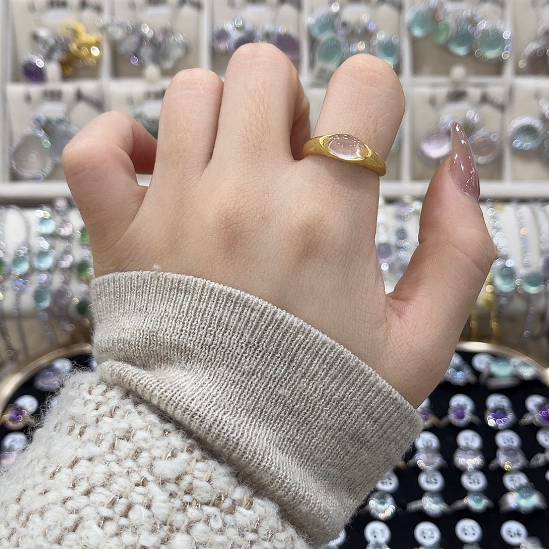 楠***e蛇纹石玉银S925镶嵌戒指