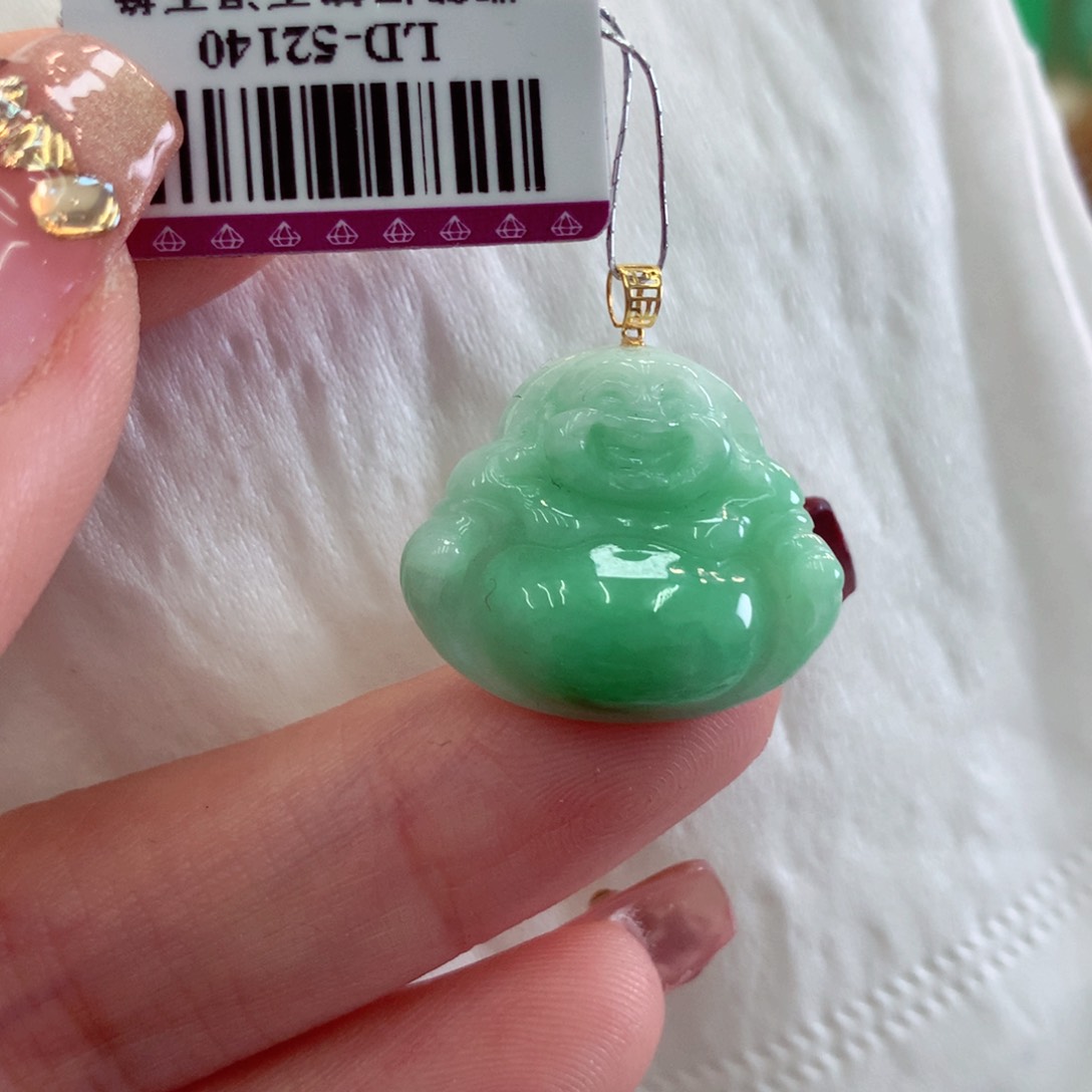 翡翠吊坠(不含链)18K金镶嵌