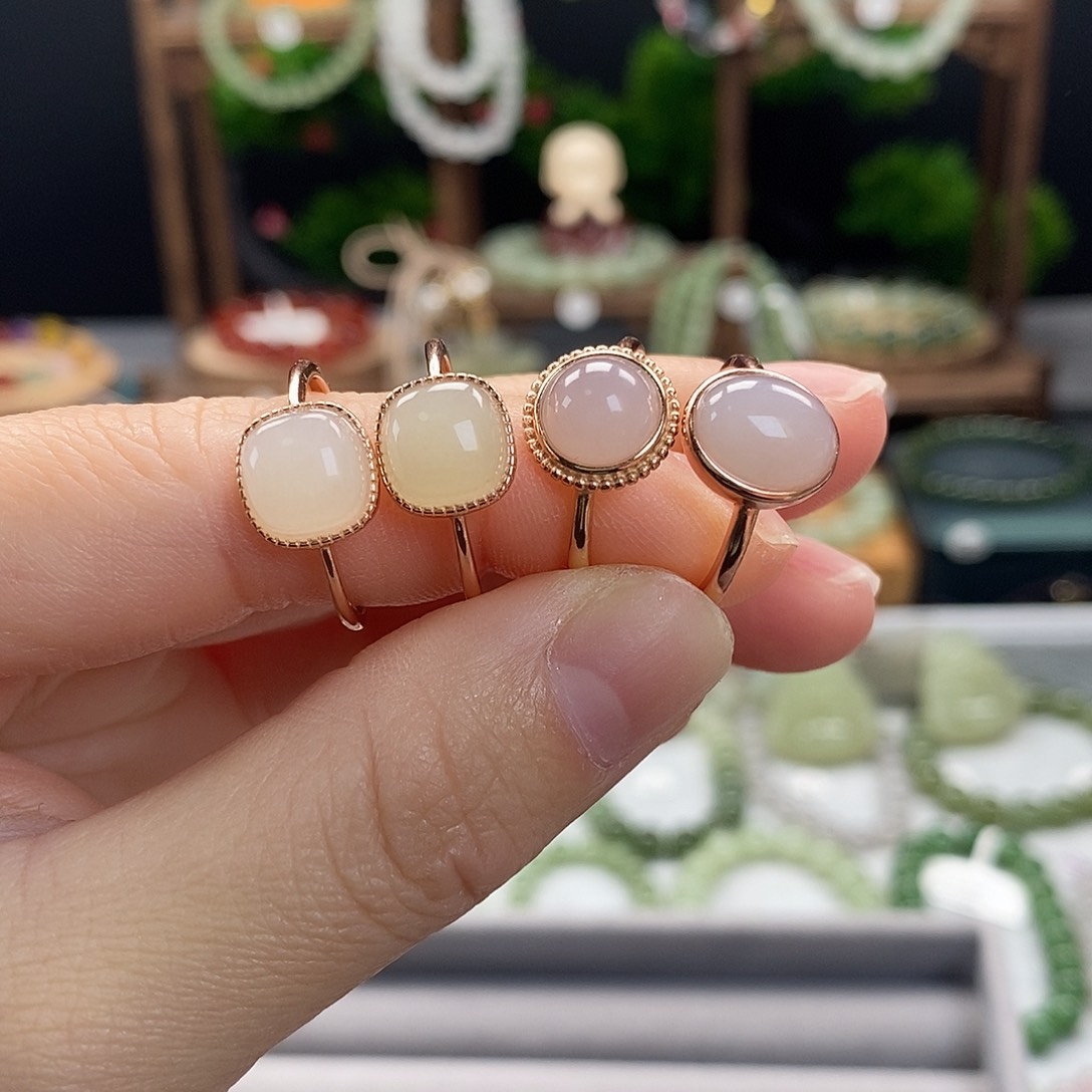 和田玉戒指银S925镶嵌多样性发一