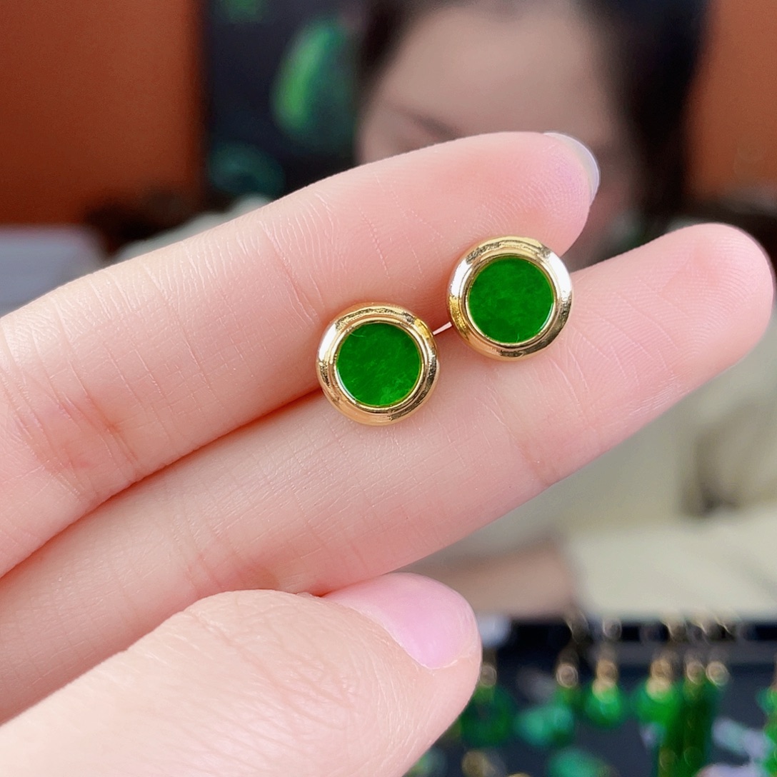 翡翠银S925镶嵌耳饰