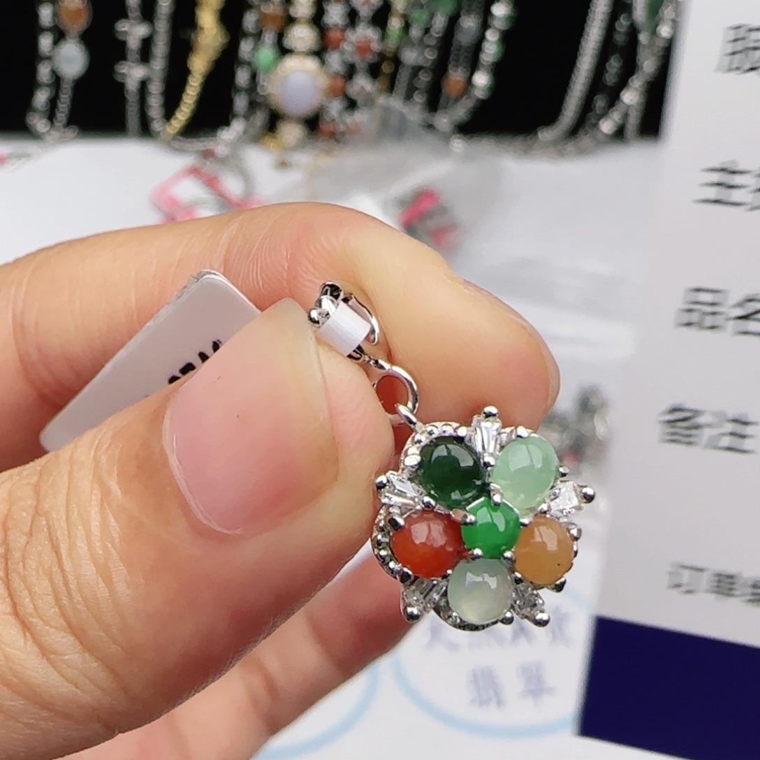翡翠戒指银S925镶嵌戒指