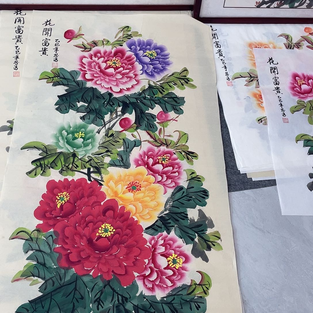 国画国画作品原稿四尺竖仿古五彩