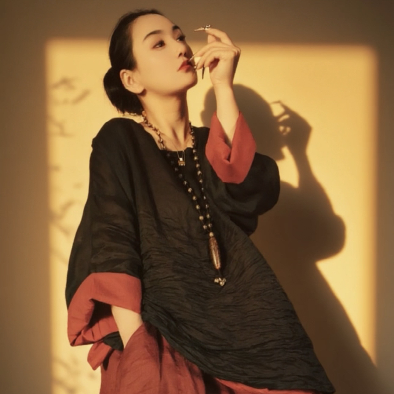 小妖精～双层苎麻中长款上衣（衣长88胸围145左右）