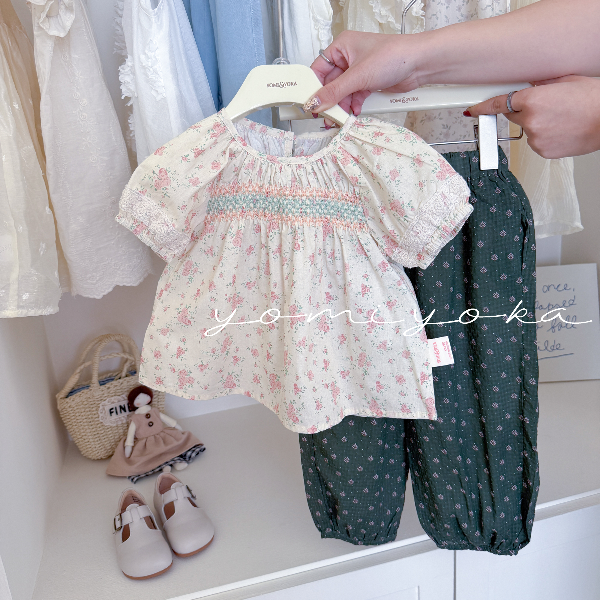 【现货】252-优米优卡-童装2025夏季新款女童花朵娃娃衫上衣-252031