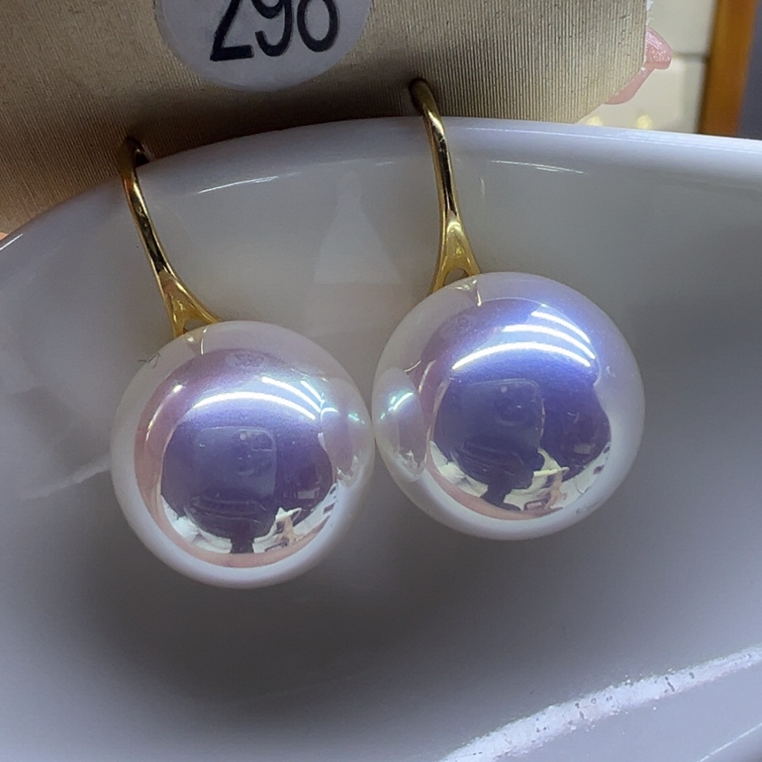 耳饰银S925镶嵌淡水珍珠