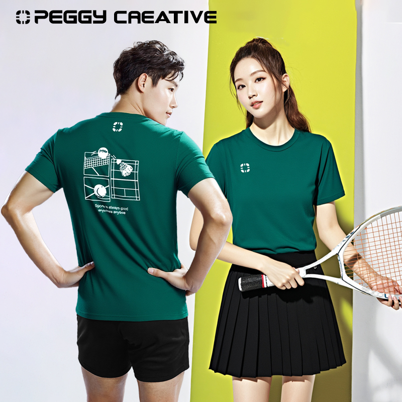 韩国佩极羽毛球服短袖速干运动休闲短袖T恤透气吸湿训练文化衫
