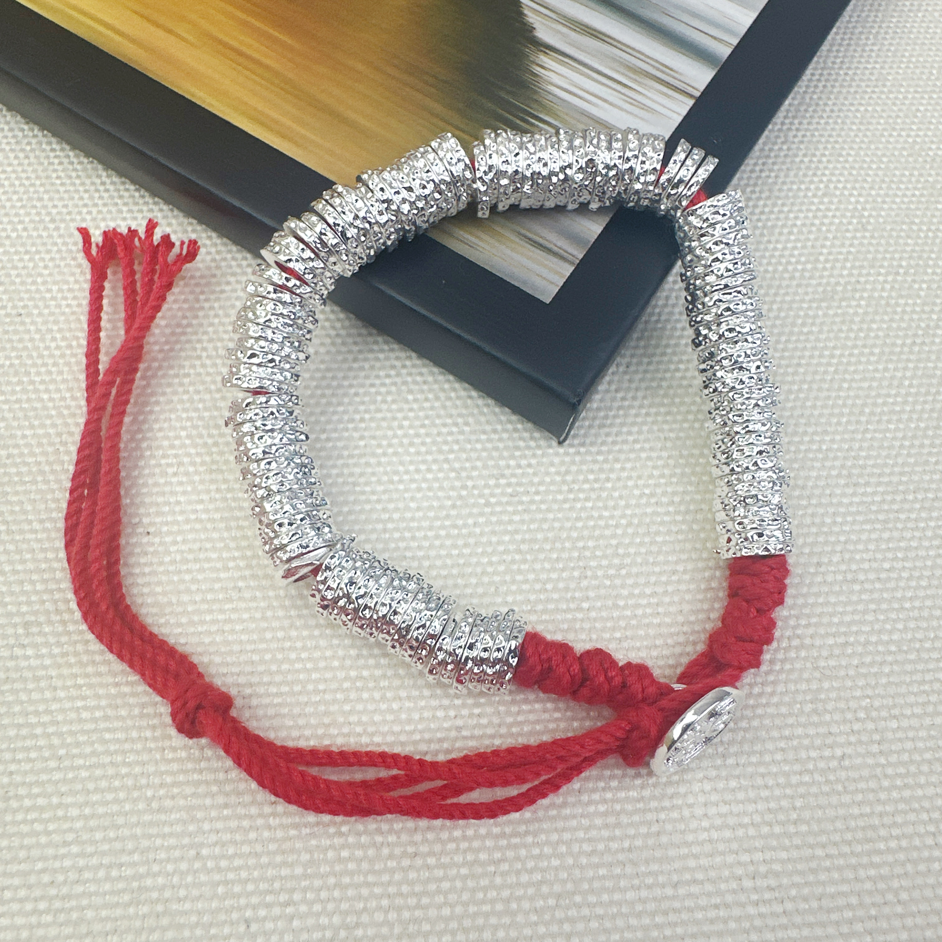 足银手镯 足银999.9手镯 A11楽红色盘缠