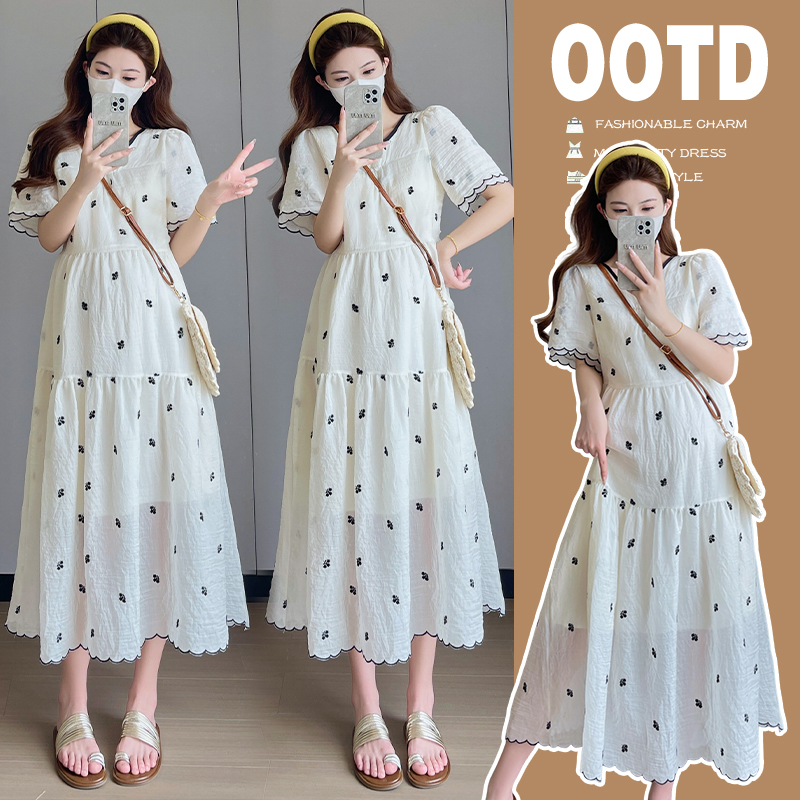 时髦洋气孕妇装夏装连衣裙夏季宽松孕装裙子时尚甜美孕妈裙装夏天
