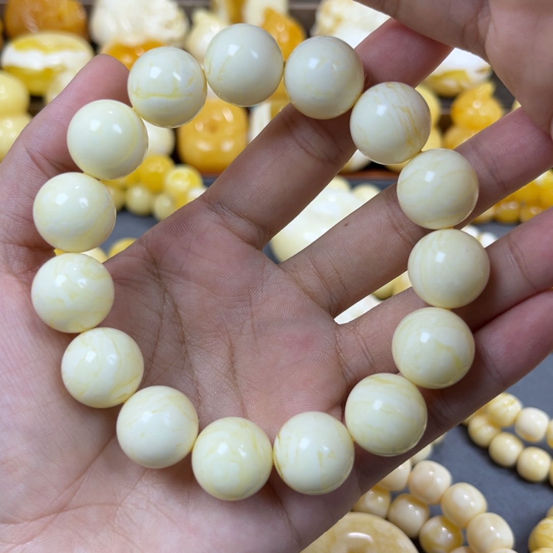 手串琥珀未镶嵌同料圆珠手串15.3mm