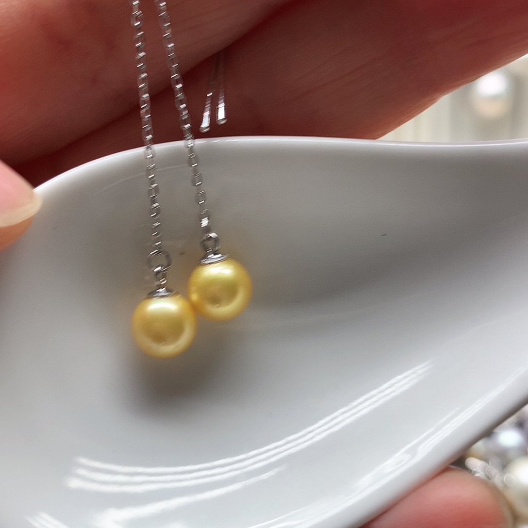 银S925镶嵌淡水珍珠耳饰