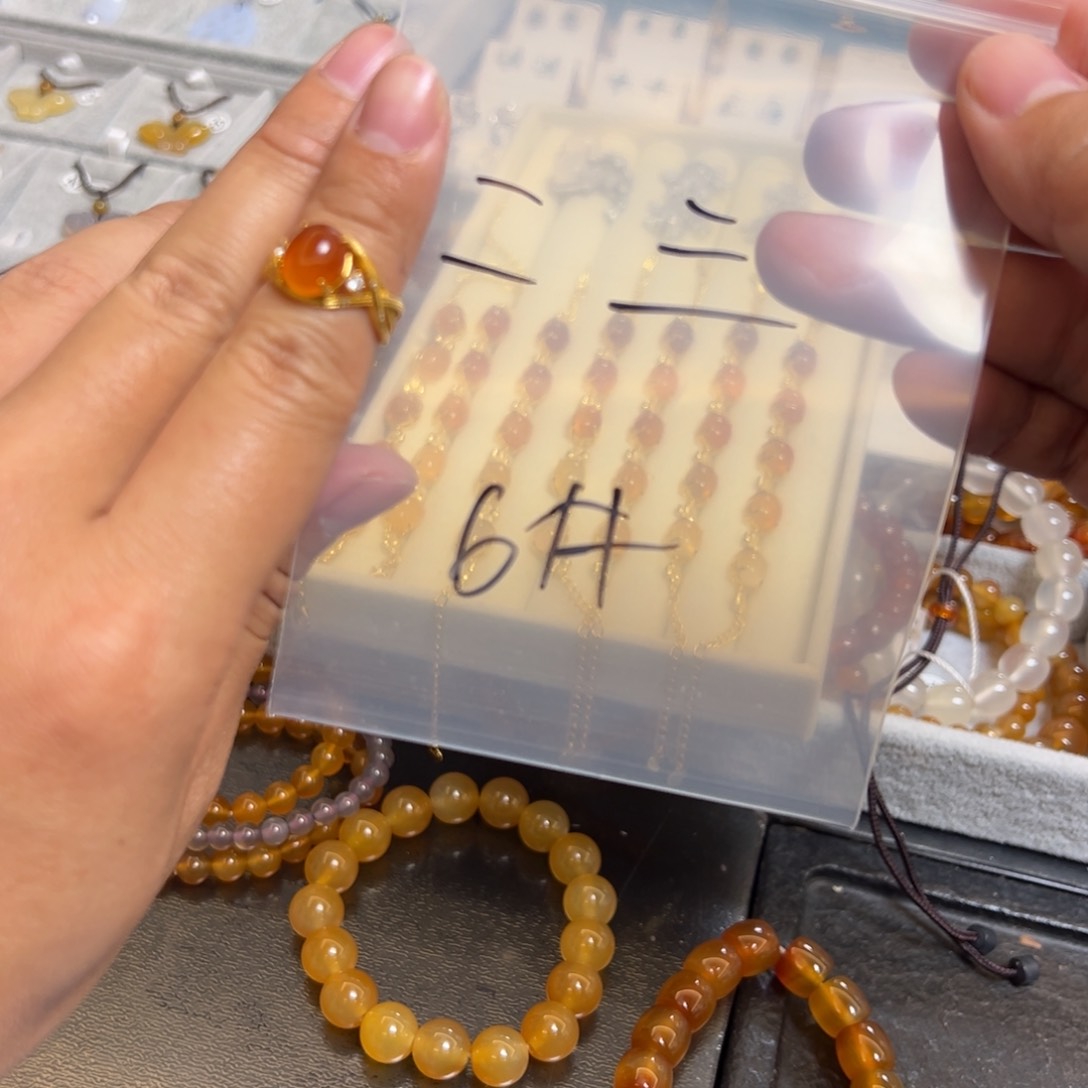 玛瑙/玉髓珠宝半成品银S925镀金镶嵌二*