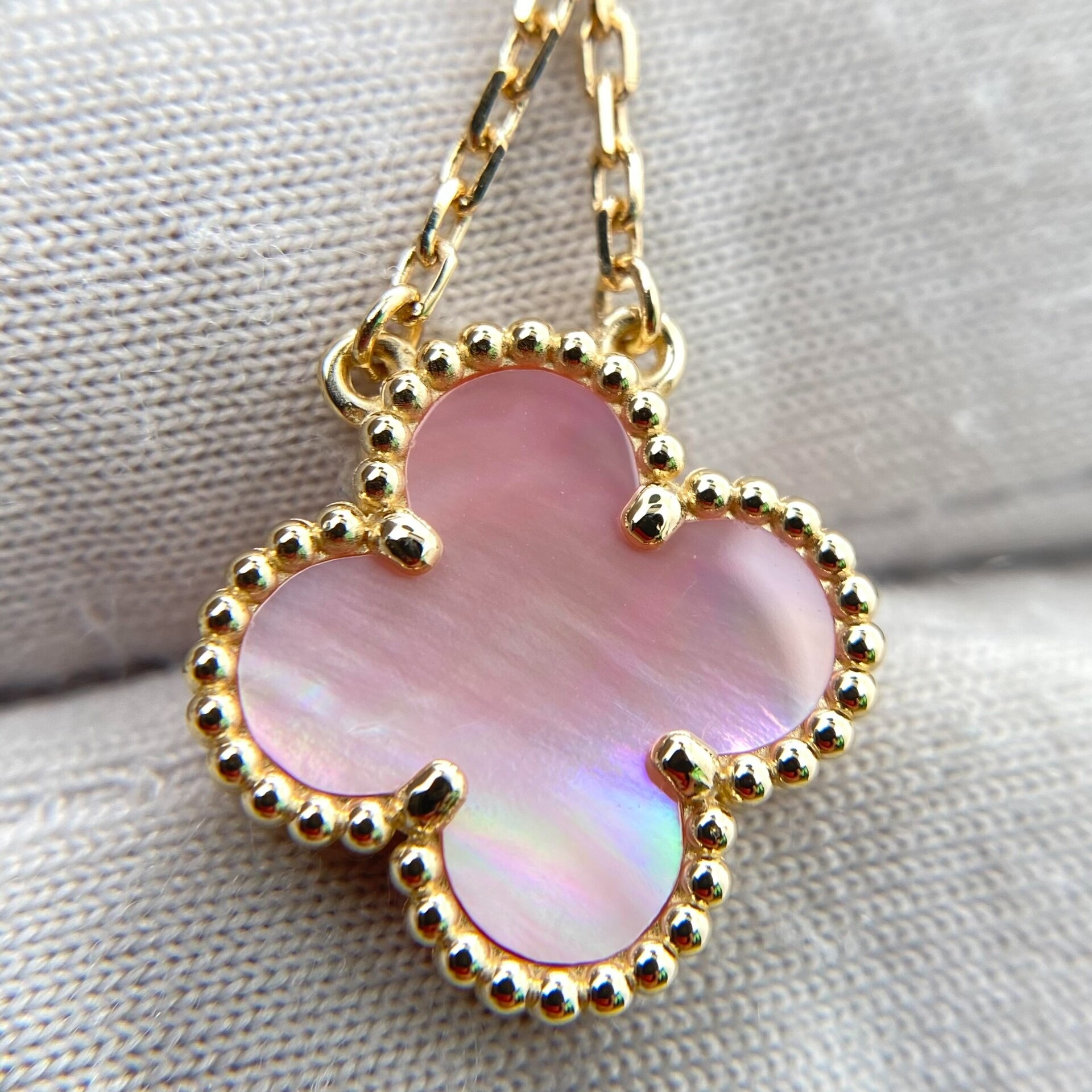 18k金粉单花项链