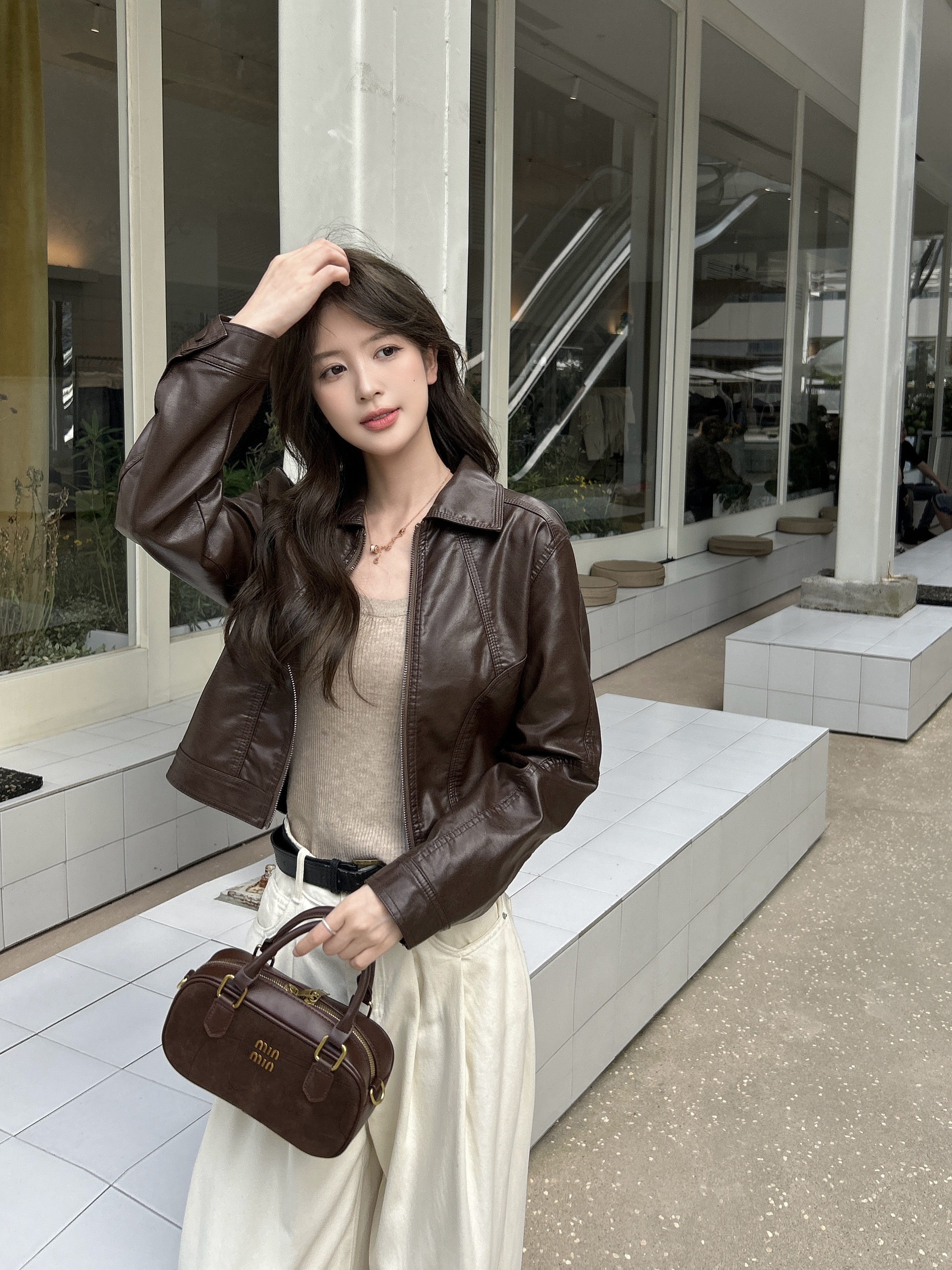 【6907】早秋新款皮衣/蛋白软皮PU皮衣外套女极简短款皮衣