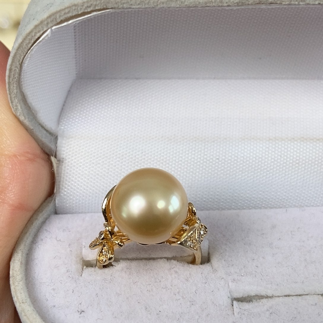 海水珍珠戒圈银S925镶嵌