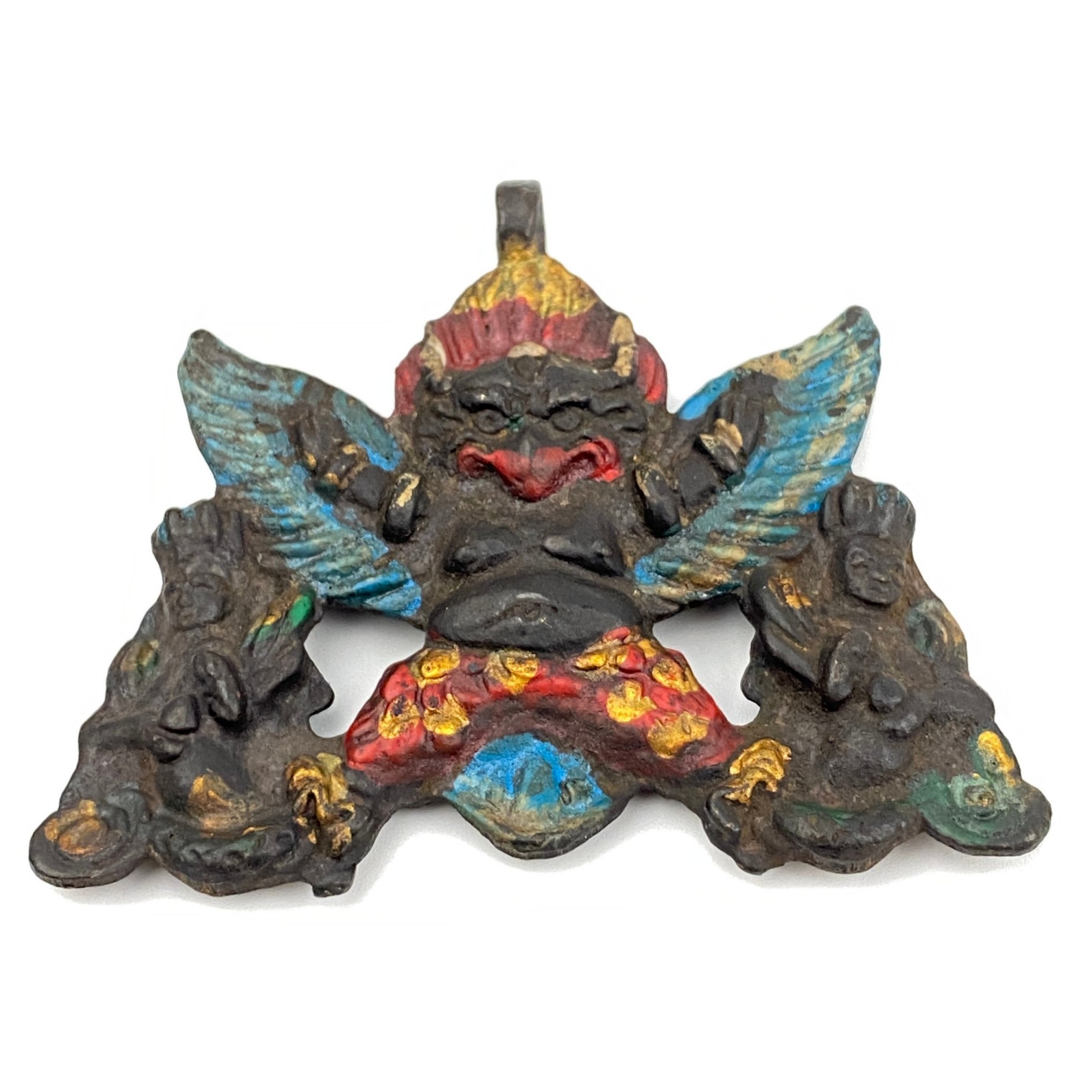 ZBM19世纪/20世纪前期彩绘双佛大鹏鸟挂件61mm84gZBM251225005