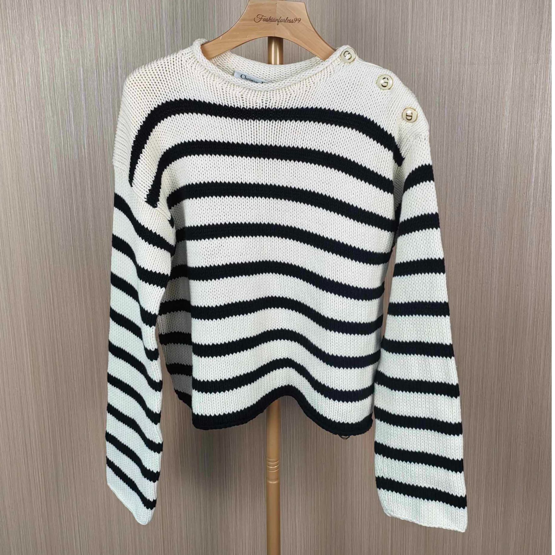 99新 DIOR/迪奥 黑白条纹针织衫 40 18920854