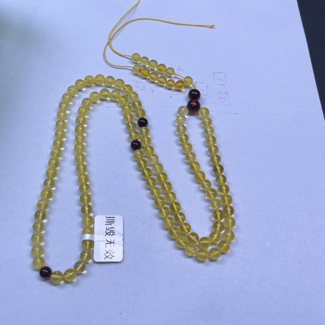 蜜蜡颈饰未镶嵌多样性蜜蜡108颗卡6