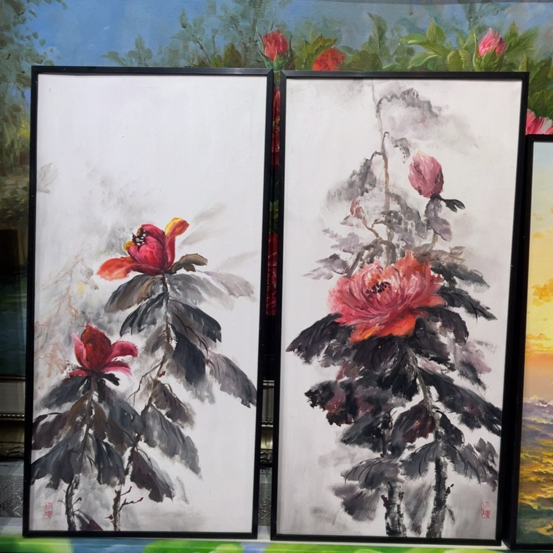 油画油画作品欣赏40.80套画带铝合金框