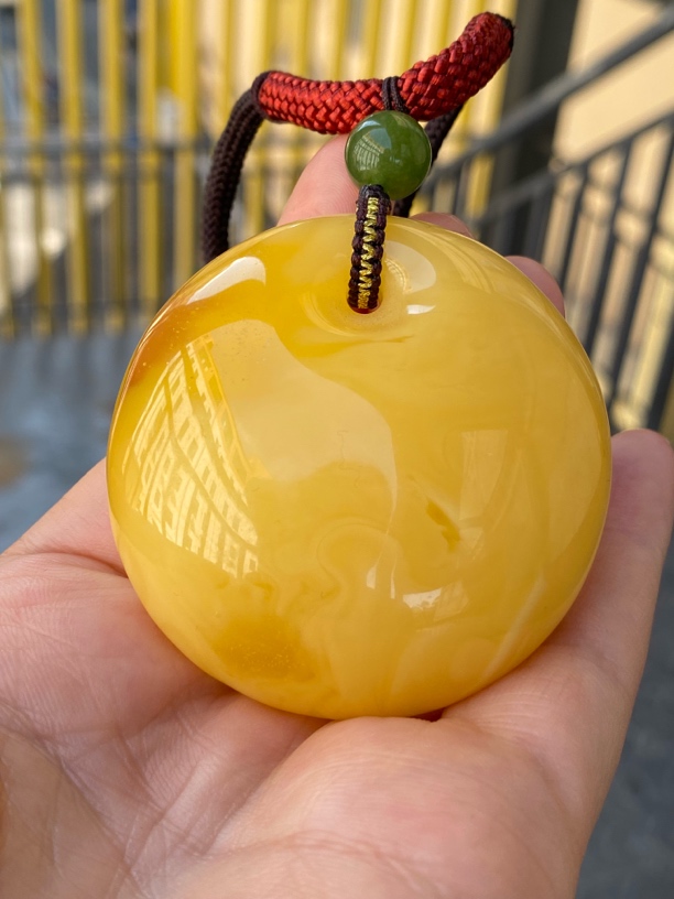 38.3鸡油黄纯天然蜜蜡吊坠毛衣链一年四季佩戴通用款式高端低调