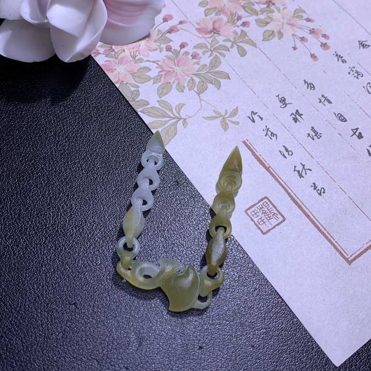 银杏叶环环相扣手链/项链 尺寸13cm 天然缅a毛货不退换