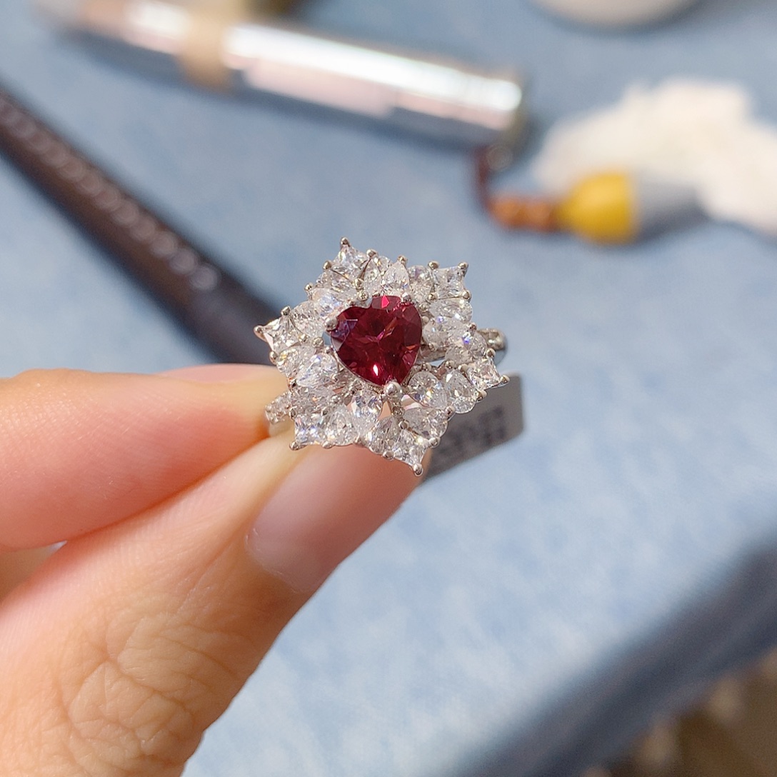 石榴石戒指银S925镶嵌