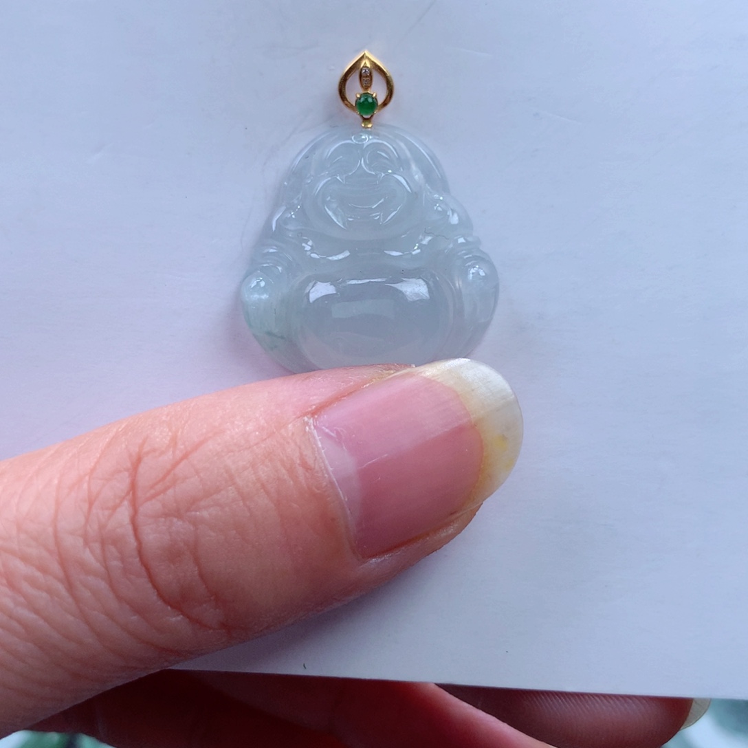 翡翠吊坠(不含链)18K金镶嵌