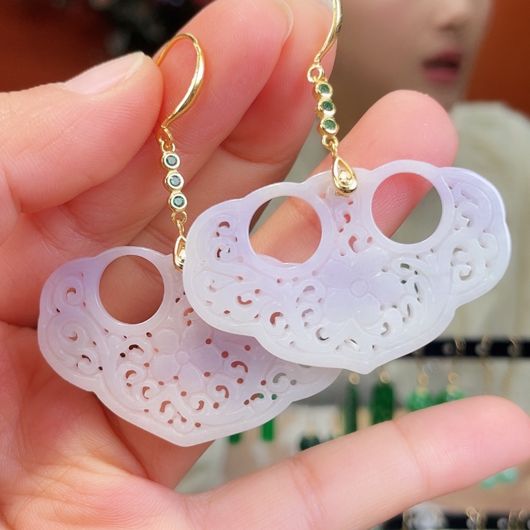 翡翠银S925镶嵌耳饰