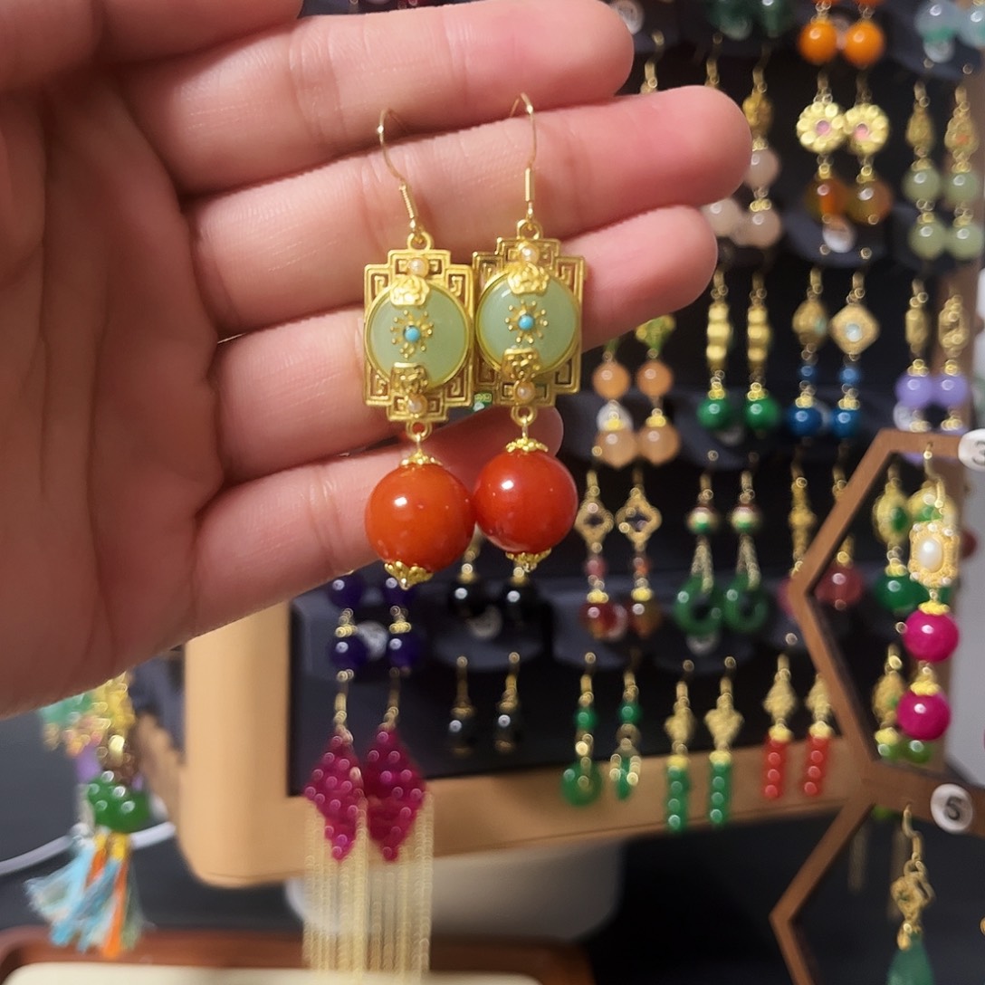 锆石纯铜925银耳饰