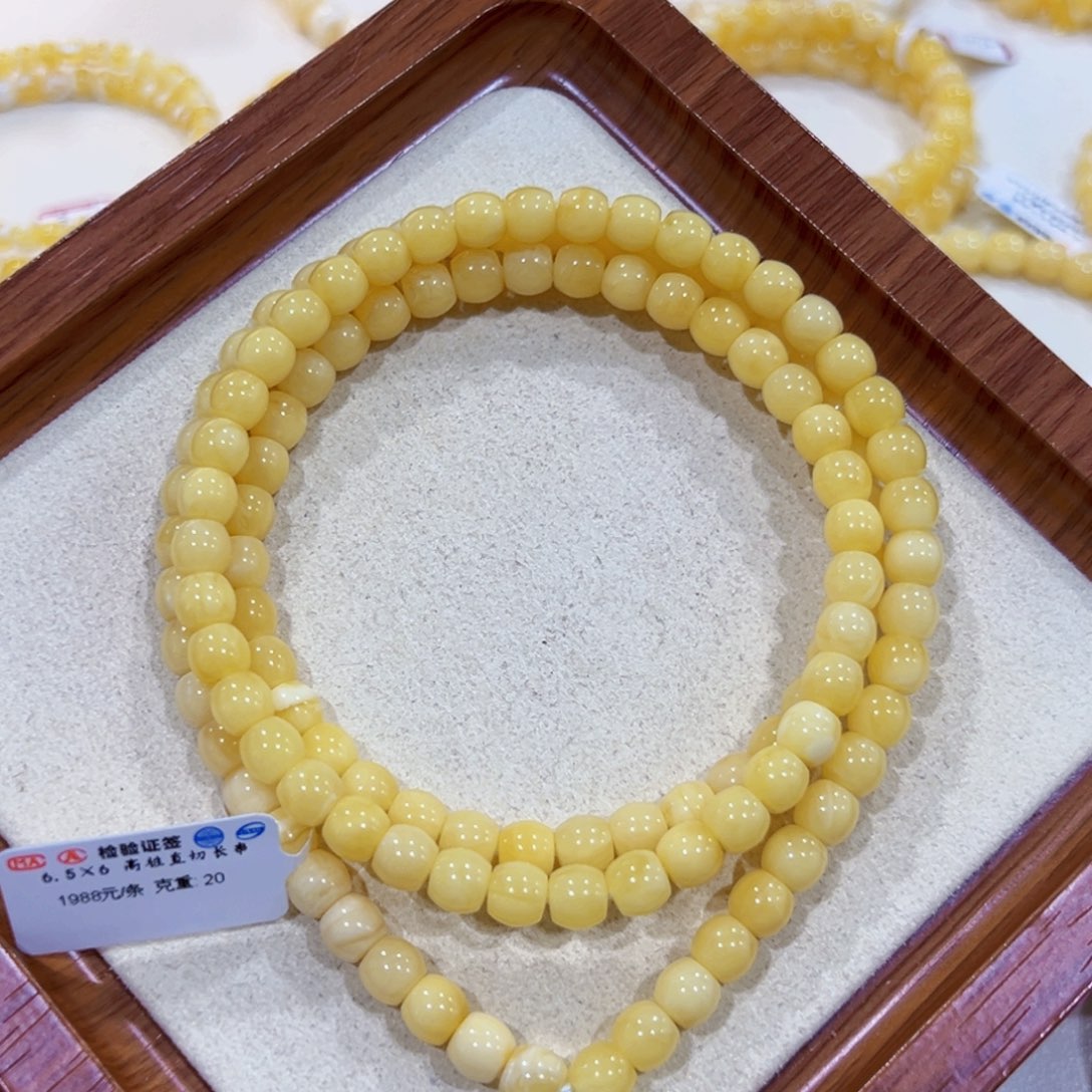 随***欲手链蜜蜡未镶嵌6.5m奶黄浓蜡长串手串
