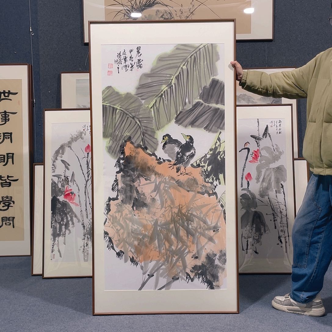 国画手绘作品带框