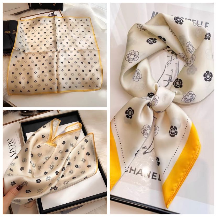 新款春夏季新款90x90cm方巾四季围巾防嗮披肩时尚高档丝巾