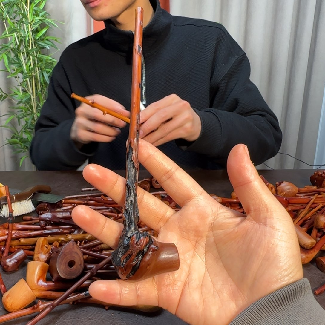 檬子木文玩手把件烟斗