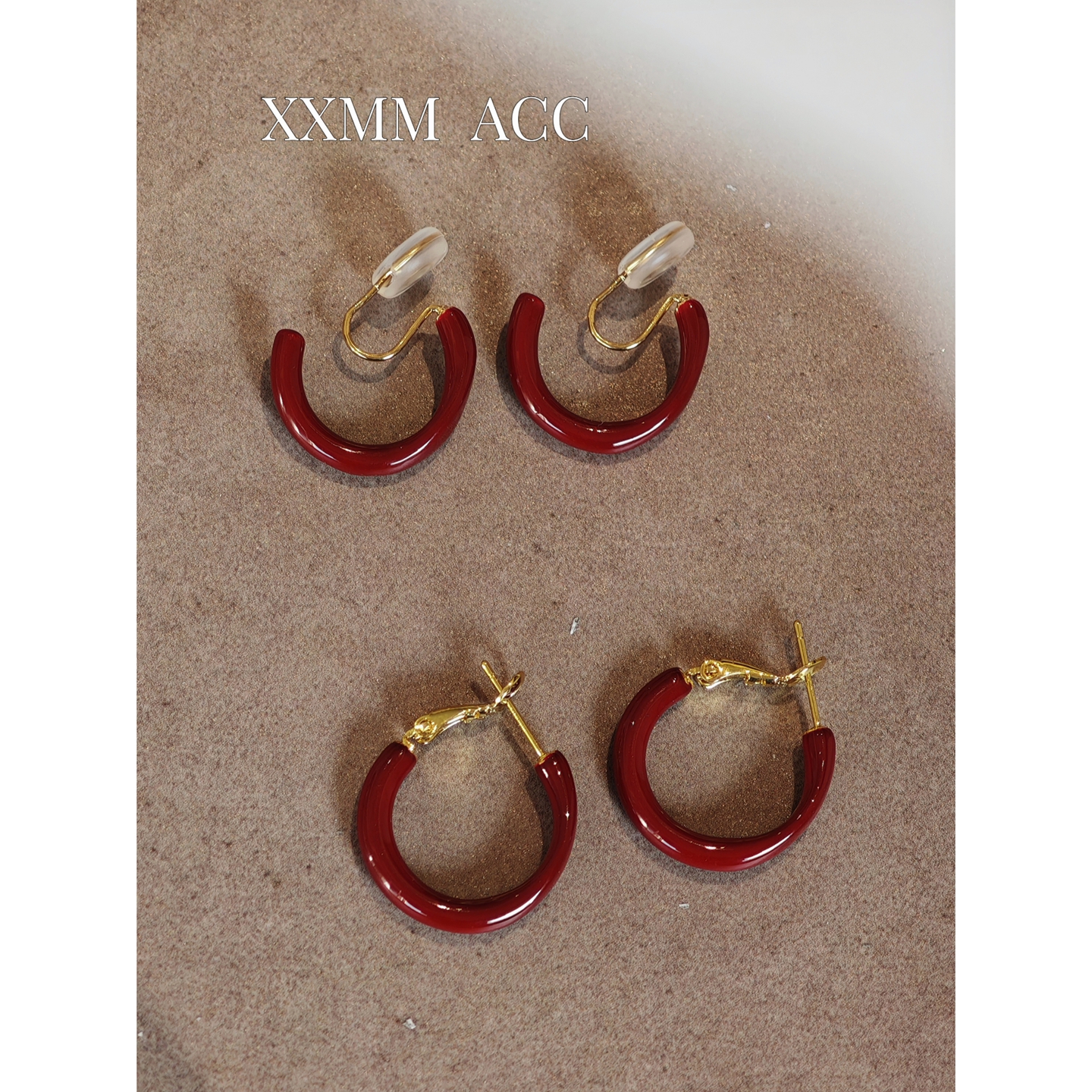 铜合金耳饰 [有耳夹]红色几何日韩耳环耳饰设计感气质港风圈圈