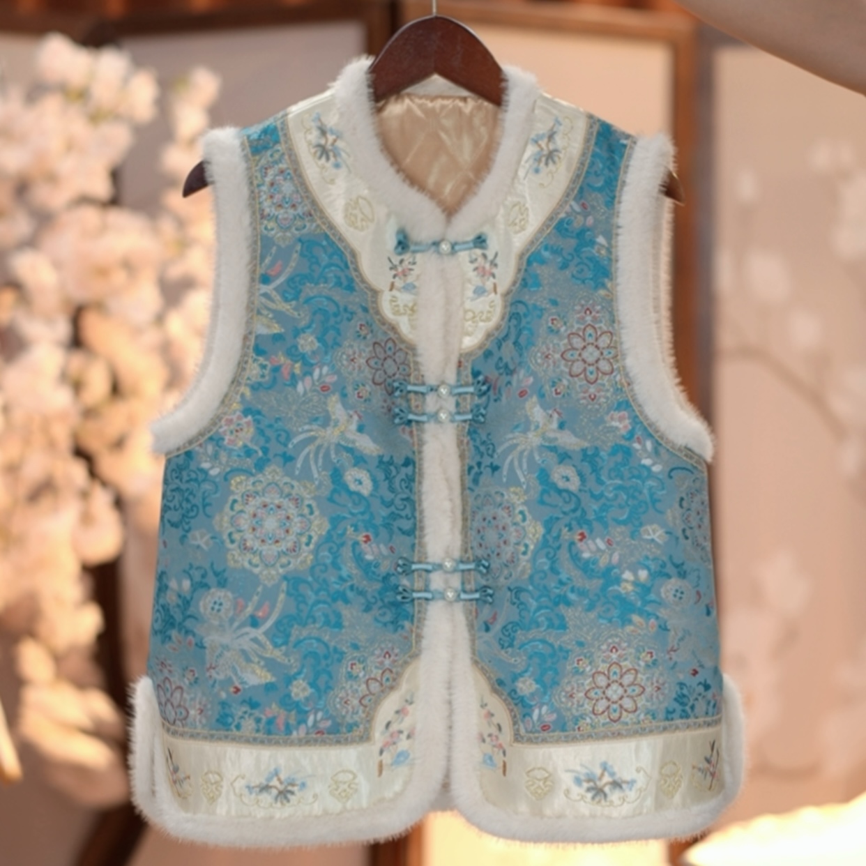 《雁无声-棉马甲》加棉加厚2025新中式国风提花女士百搭马甲