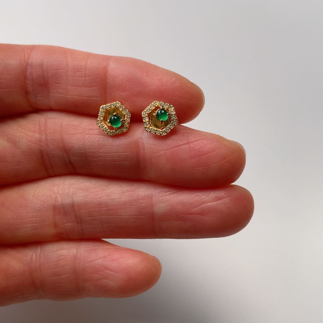 翡翠颈饰银S925镶嵌耳